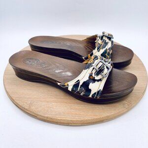 Dr Scholls Sandals Womens 10 Brown Leather Slip On Comfort Peep